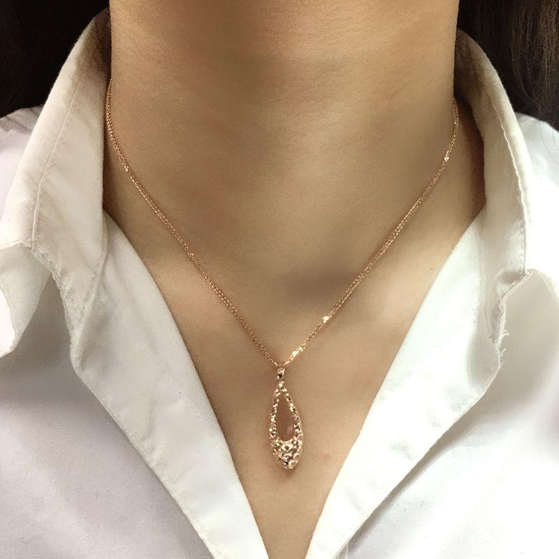 Purple Gold Car Flower Water Drop Hollow Pendant Rose Gold Plated Foreign Gas Color Gold Necklace