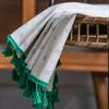 American Style Cotton And Hemp Printing Daisy Kitchen Curtain Green Tassel Semi-shading Study Bedroom Window Finished Curtain