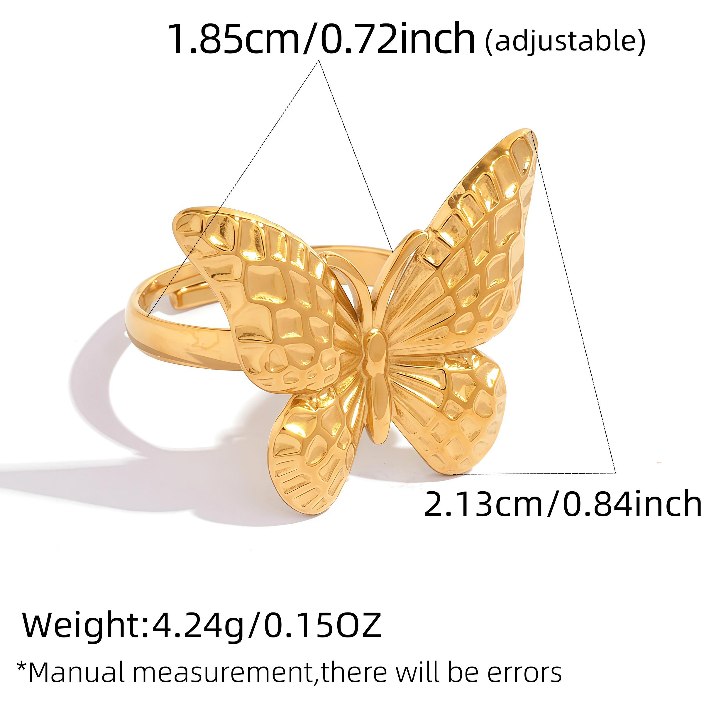 

Stainless Steel Butterfly Ring For Women 18K Gold Plated Butterfly Finger Adjustable Ring Aesthetic Fashion Wedding Zircon Gift resizable