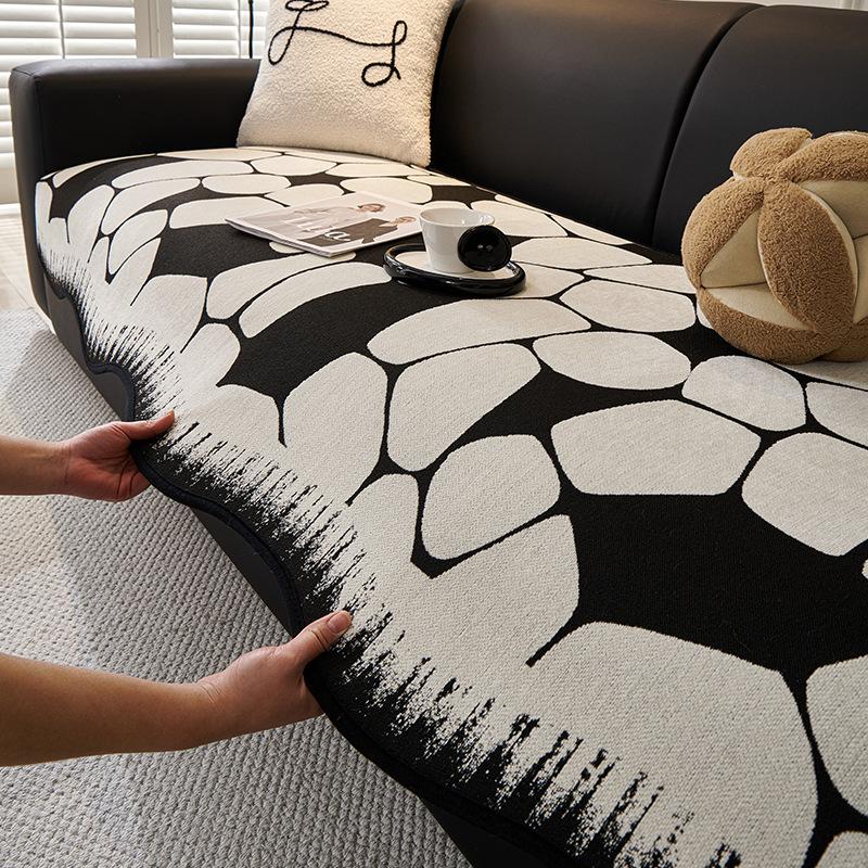 Leichter Luxus Hochwertiges Leder Sofakissen Neues Vier-Jahreszeiten Universelles Gerade Reihe Sitzkissen Sofabezug Stoffhandtuch