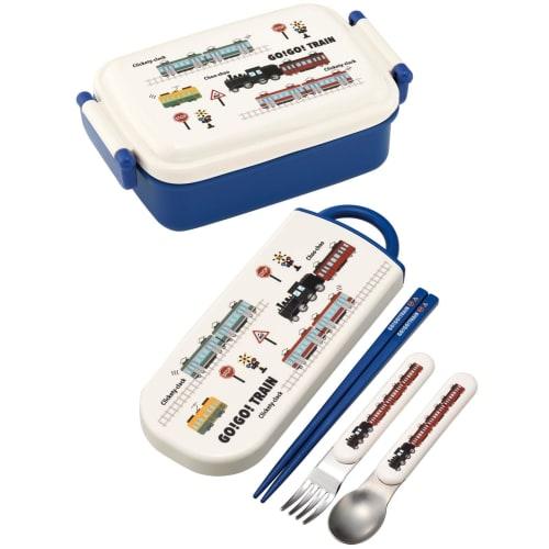Skater Children's Cutlery Set, Lunch Box, Chopsticks, Spoon, Fork, Made in Japan, Sliding Cutlery with Name Stickers, Antibacterial, Trio Set, GO! GO!