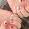 30Pcs Cute Cartoon Short Bean Shaped Press On Nails Autumn Winter Niche Design Fake Nails Gift For Girls And Friends