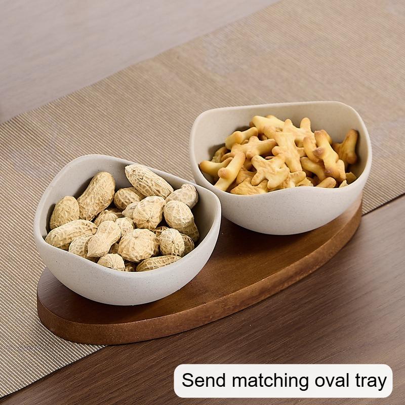 

New Ceramic Snack Bowl 2/3/4pcs Home Living Room Tea Table Snack Sauce Plate Wedding Party Dessert Nut Plate with Tray Non Slip