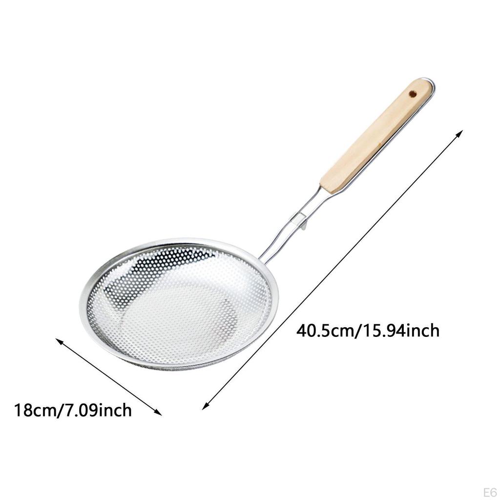 Convenient Skimmer Spoon with Wooden Grip for Cooking Tasks
