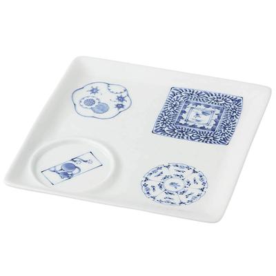 Hamatou Hasami Ware Takayama Pottery Approximately Old Imari Hundred White Plate, 23cm, Views, 278891,