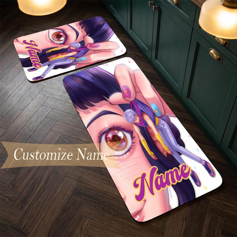 Mystery & Zoey (5) Customize Name Flannel Kitchen Mat Soft Non-Slip Kitchen Floor Runner Rug for Home Kitchen Decor