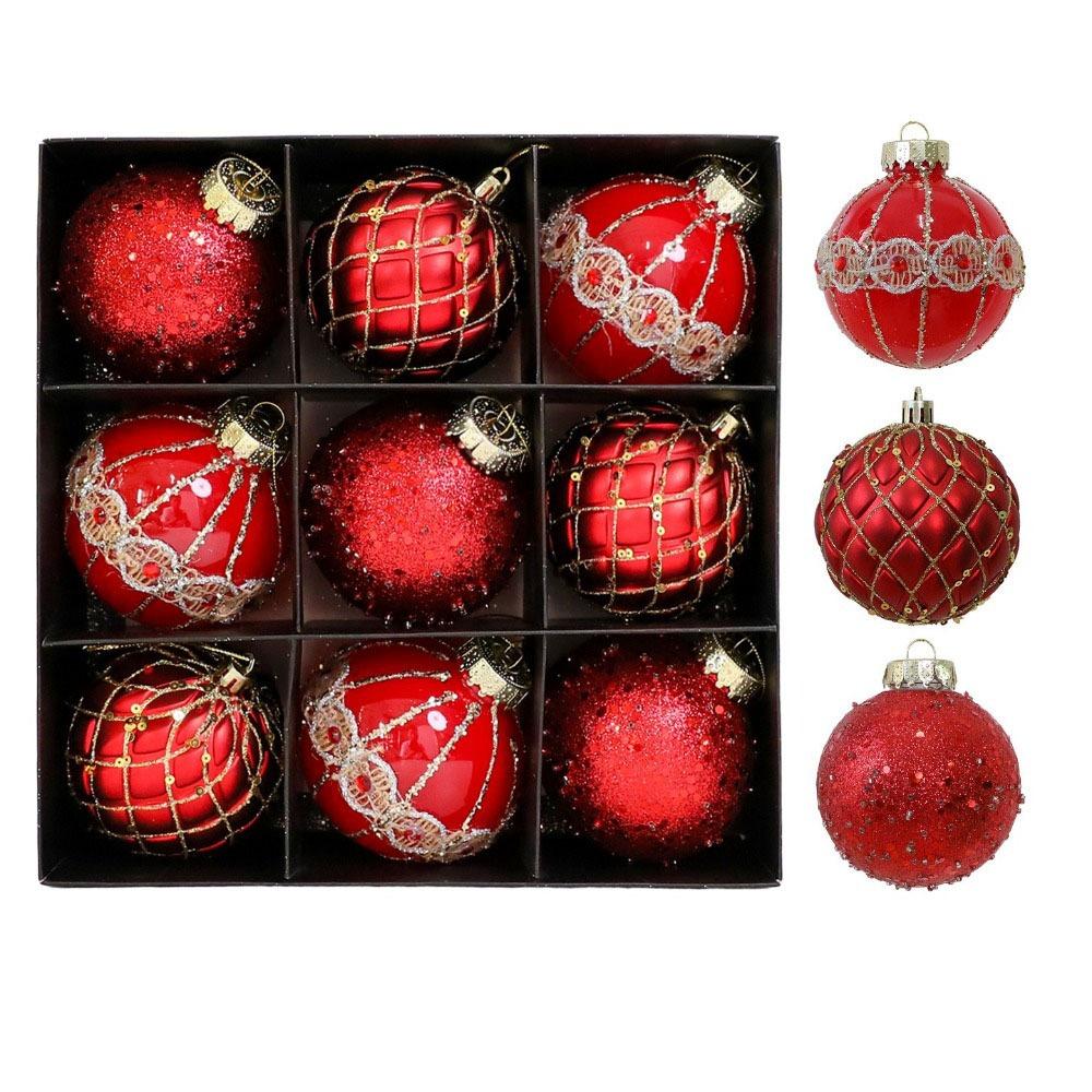 

9Pcs Irregular-Shaped Christmas Balls 8cm Christmas Tree Decoration Christmas Spheres New Year Style B