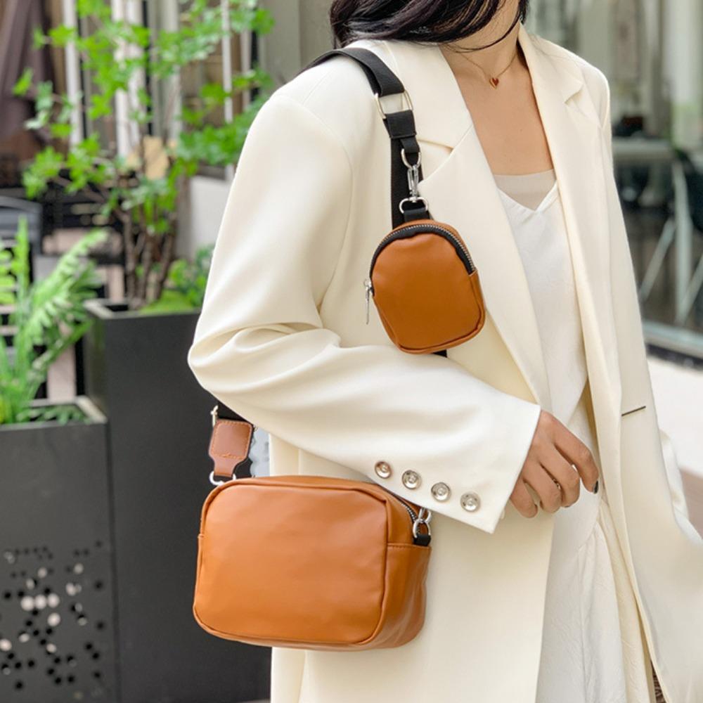 Large Capacity PU Leather Bag Cross Body Shoulder Bag Fashion Bag with Pouch  Girls