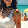 9pcs Temporary Tattoo Waterproof Long-lasting Body Stickers Sunflower Tulip Orchid For Chest Ladies Cheeks