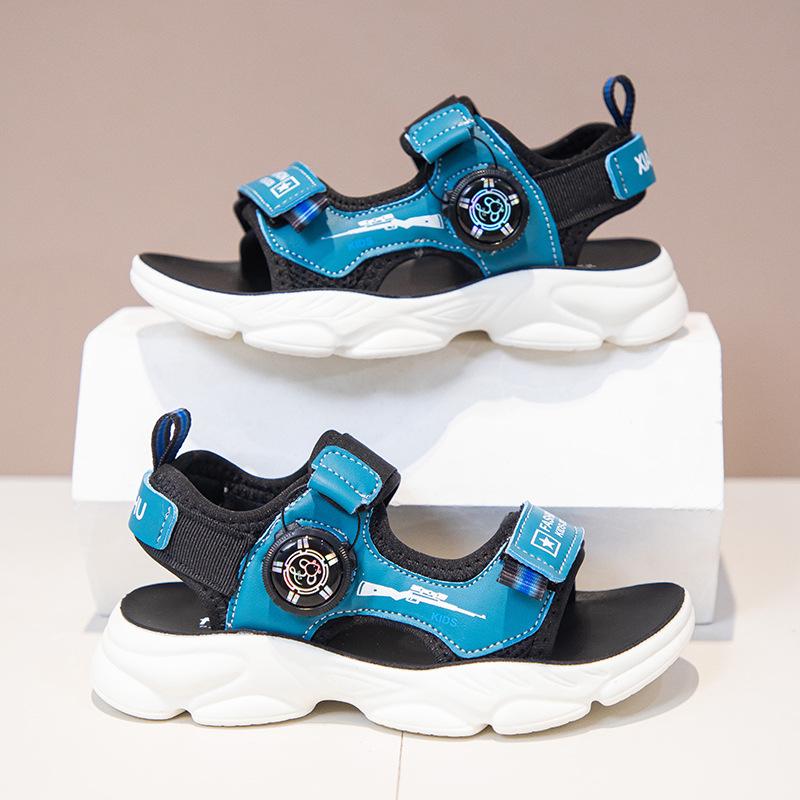 

Сандалии для мальчиков. Летняя красивая нескользящая детская пляжная обувь с мягкой подошвой для детей среднего и старшего возраста. 27 синий