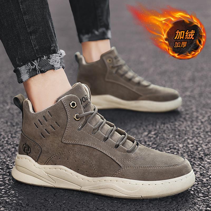 Fashion Ankle Boots for Men Snow Boots Winter Warm Lace-up Men Shoes 2024 New Fashion Plush Winter Shoes Men's Tooling Boot