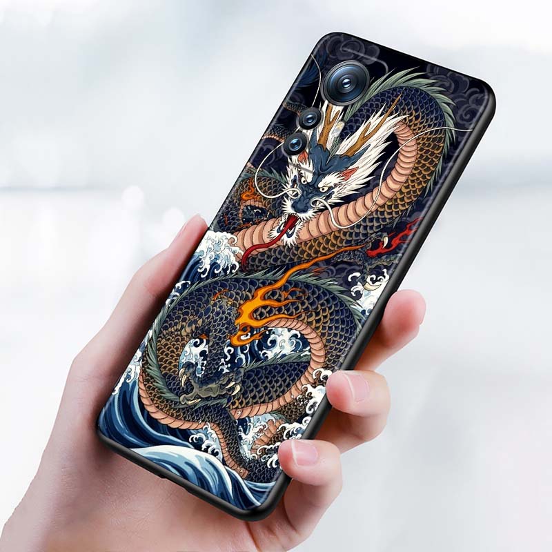 Fashion Dragon Illustration For Xiaomi Mi 15 14 13 13T 12 12T 12S 11 11i 11T Pro Ultra Lite 5G Black Soft Phone Case