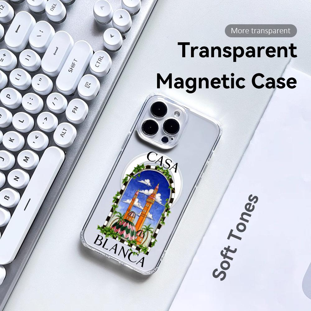 Casablanca Art Handyhülle Für iPhone 17 16 15 14 13 12 Pro Max Plus Mit Magnetischer Kristallklare Hülle Kabelloses Laden