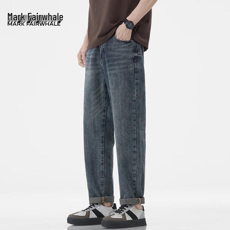 Mark Fairwhale Men's American Retro Straight Leg Loose Jeans