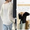 Sommer Strick Lochmuster Netz Langarm Einfarbig UV Übergrößen Klimaanlage Sonnenschutz Herbst [Narebualo Cietupoop] Damen Oberteil, Pullover, V-Ausschnitt,