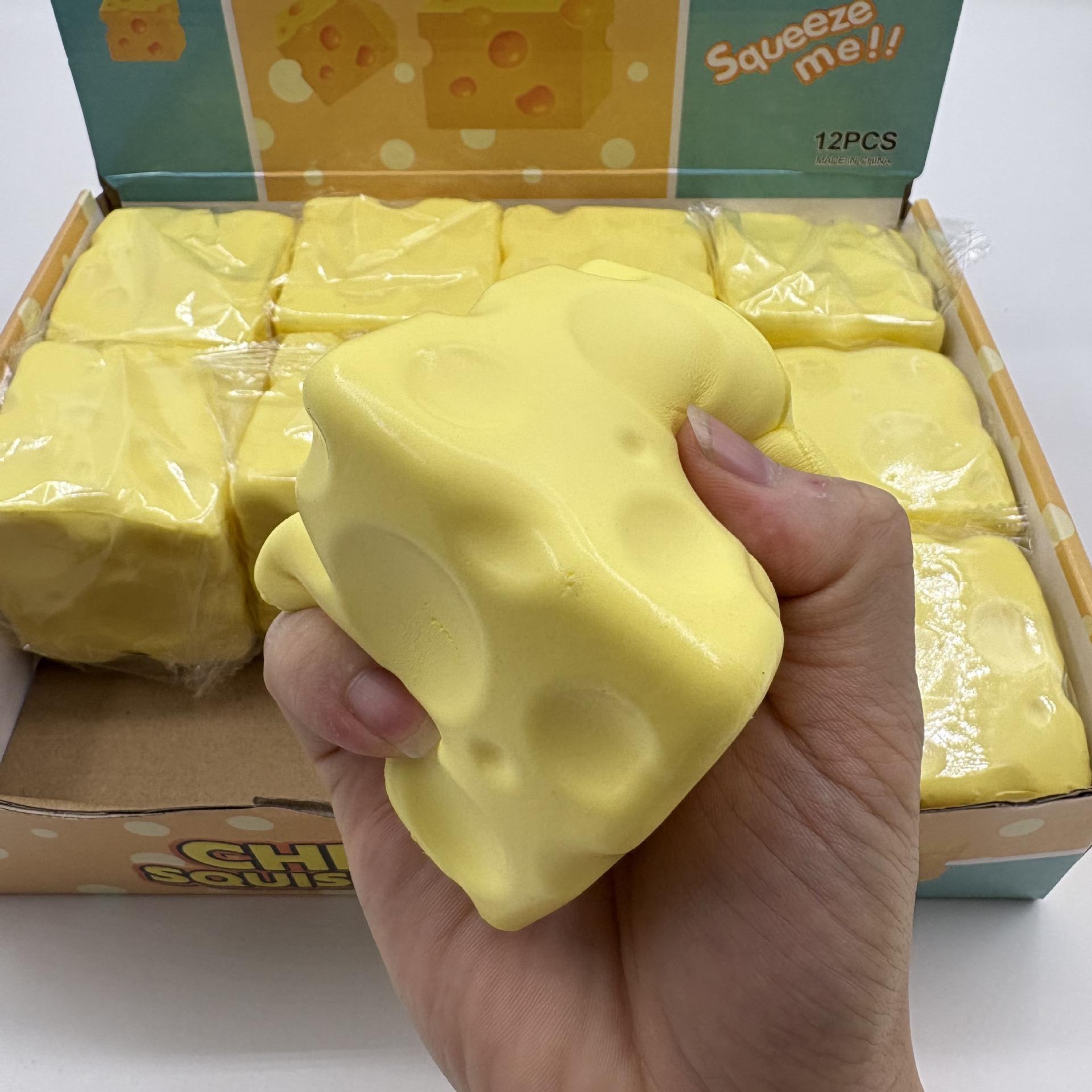 7x7CM Zacht PU Vierkant Kaas Langzame Terugslag Squishy Stressverlichter Speelgoed Cadeau beige