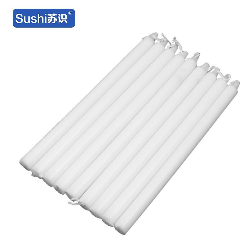 Su Shi Smokeless Long Rod Emergency & Wedding Candles (10-Pack) 1.4cm D x 17cm H белый