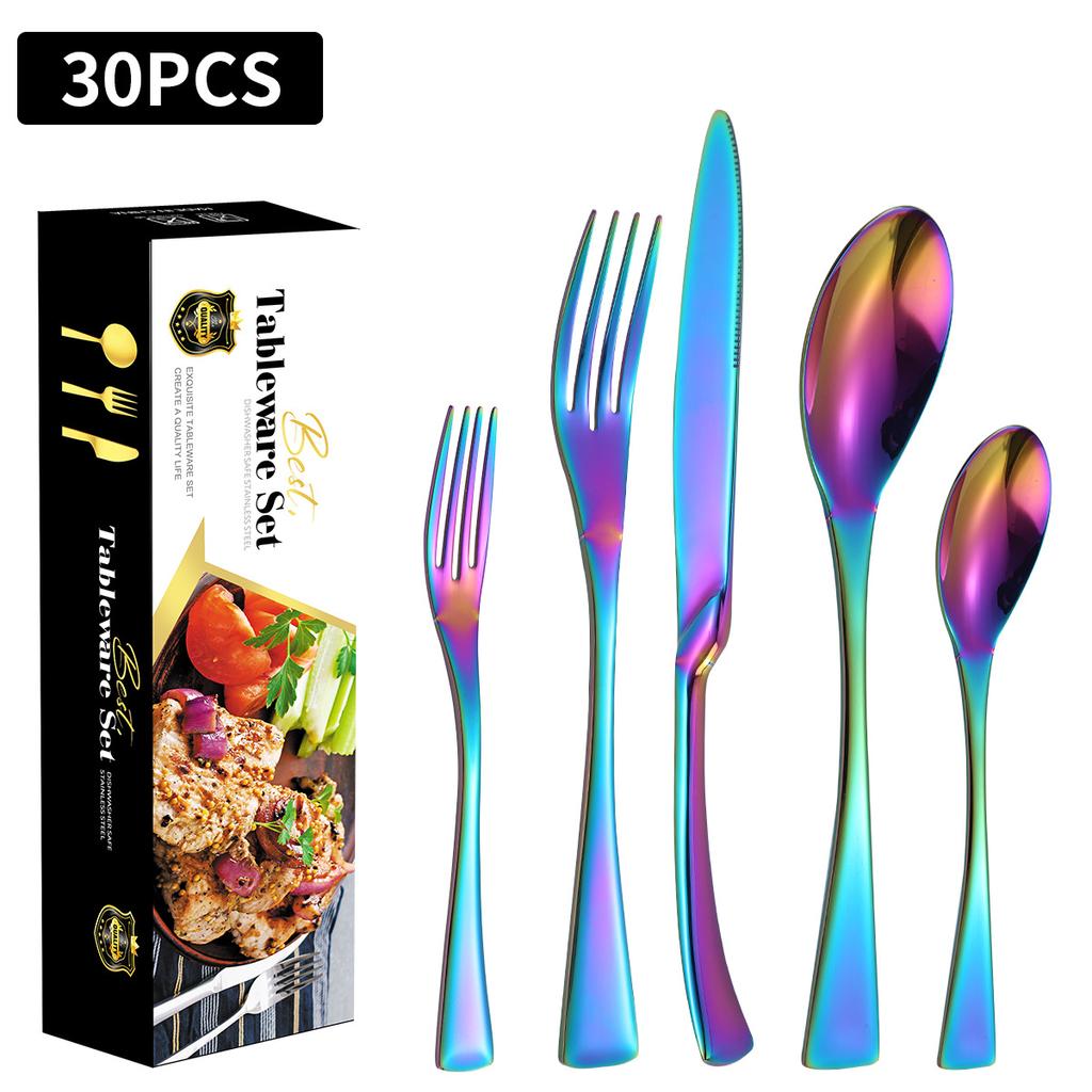 Stainless Steel Tableware Suit Ka Ya Steak Knife, Fork and Spoon Four-Piece Set 4-Person 6-Person Tableware