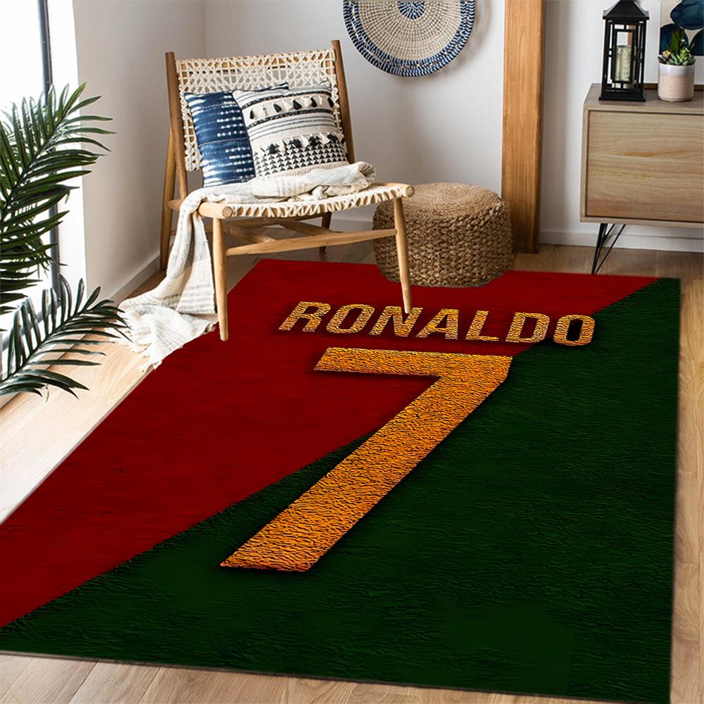 Ronaldo's Legendarische Nummer 7 Thema Anti-Slip Vloerkleden - Polyester Woondecoratie, Geschikt voor Slaapkamers, Woonkamers, Entrees, Studio's en Decoraties
