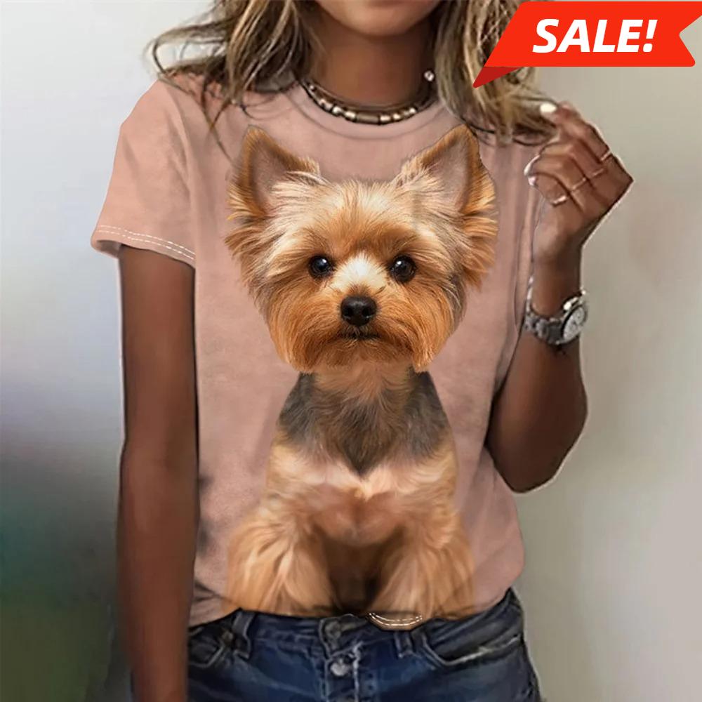 T-shirt For Women Funny 3d Printed Kawaii Cat Dog Animal Graphic Tees Summer Casual O-neck Tops Short Sleeve Loose T-shirts