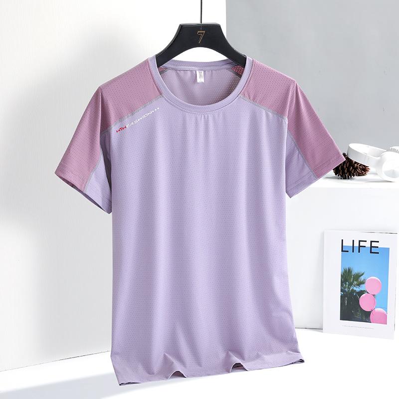 

Женская летняя тонкая дышащая рубашка из ледяного шелка для занятий спортом на открытом воздухе, быстросохнущая футболка для спорта на открытом воздухе 3XL фиолетовый