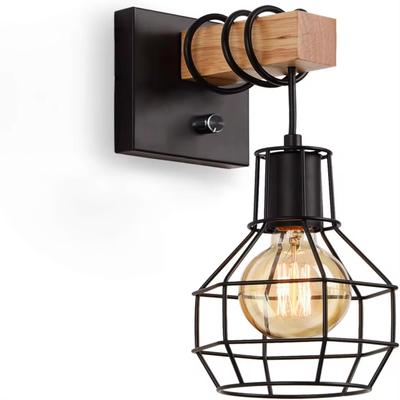 Schwarze Wandleuchten mit Dimmer EIN/AUS, Käfig-Wandleuchte, Industrielle Bauernhausbeleuchtung