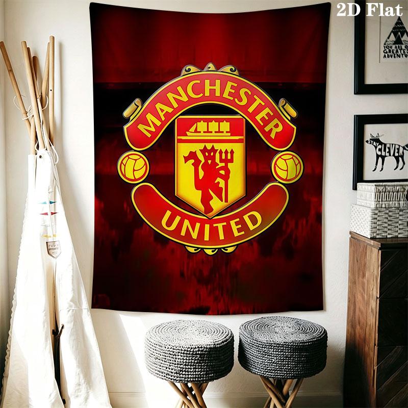 Man Utd B Wall Hanging Printed Fabric Blanket Decorative Tapestries for Bedroom Living Room Home Decor
