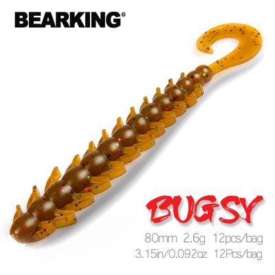 Bearking Vissen Lokken 80mm 2.6g 12 stks/zak Bugsy Soft Baits Vissen Wobbler Bass Aas Kunstmatige Vissen Zachte Lokken tacke