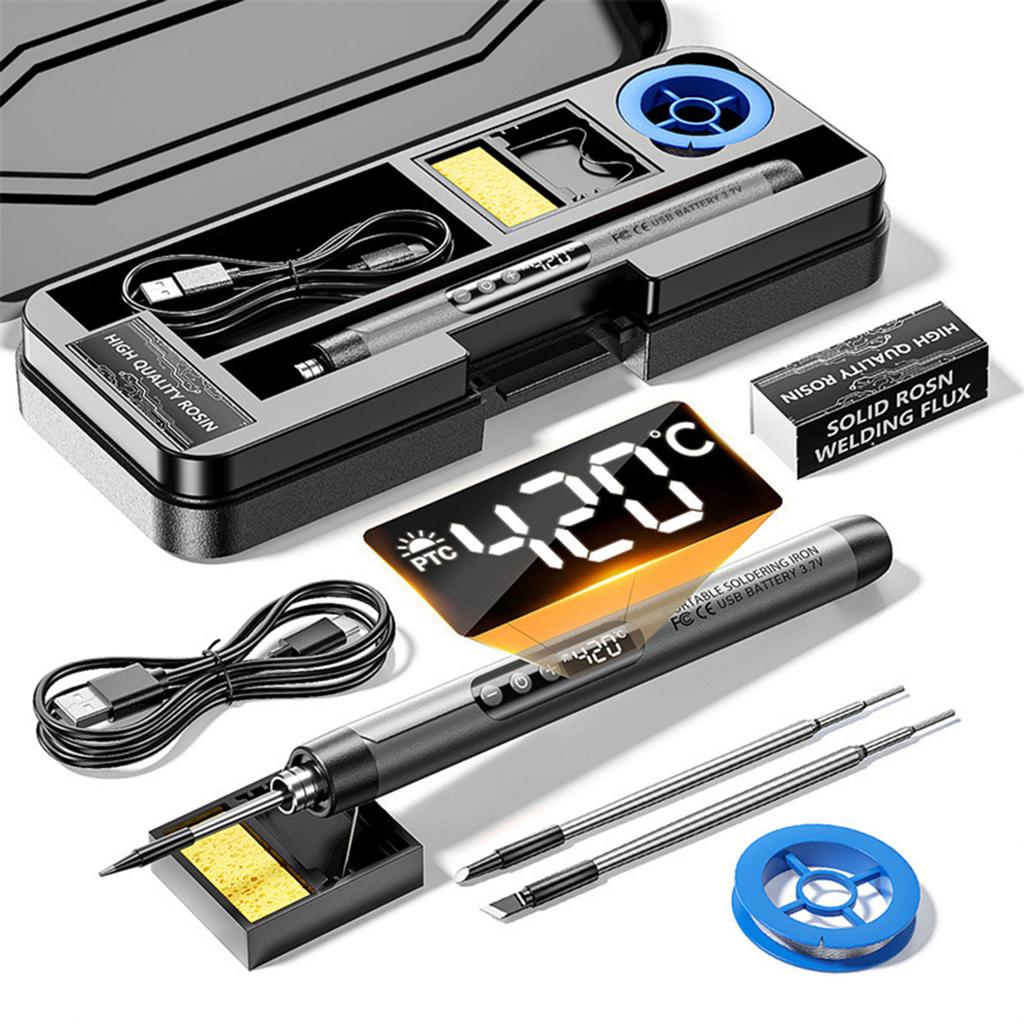 LCD Portable Usb Adjustable Temperature Soldering Iron Home Diy Soldering Kit With Storage Box Electronic Soldering Tool