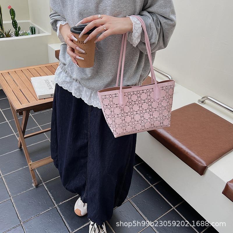 Simple Shoulder Bag Women's Bag Commuter Texture Foreign Style New Large-capacity Diamond-encrusted Handbag