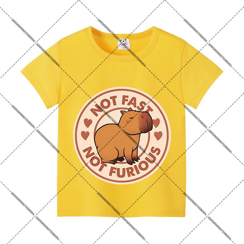 Capybara Summer Colorful T-shirts Child Polyester Short Sleeves Boy Cartoon Shirt Fashion Tops Girl Casuals Clothes Shirts Gift