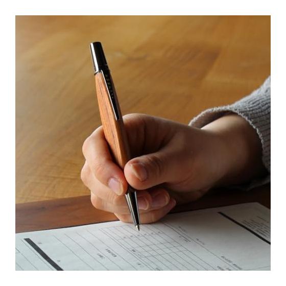 TRIANGLE BODY BALLPOINT PEN +LUMBER by Hacoa (Cherry) Twist Action Pocket Size Natural Wood Small Pen Fits Nicely in Shirt Chest Pockets Stylish Wood