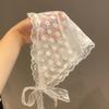 Eșarfă de păr retro dulce cu triunghi de flori pentru femei și fete, eșarfă pătrată cu bandă de susținere coreeană franceză, coafură pastorală de vară din dantelă, veșminte de pălării