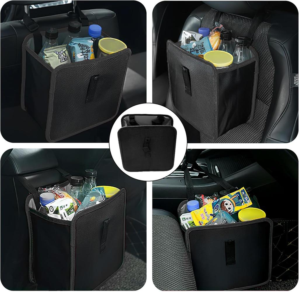 Portable Foldable Car Storage Bag Waterproof Fabric Garbage Bag Backseat Hanging Trash Can Accessory for Bathroom Organization