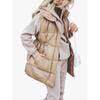 Womens Mid-Length Solid Color Drawstring Loose Cotton Vest With Zipper Pockets Outdoor Camping Hiking