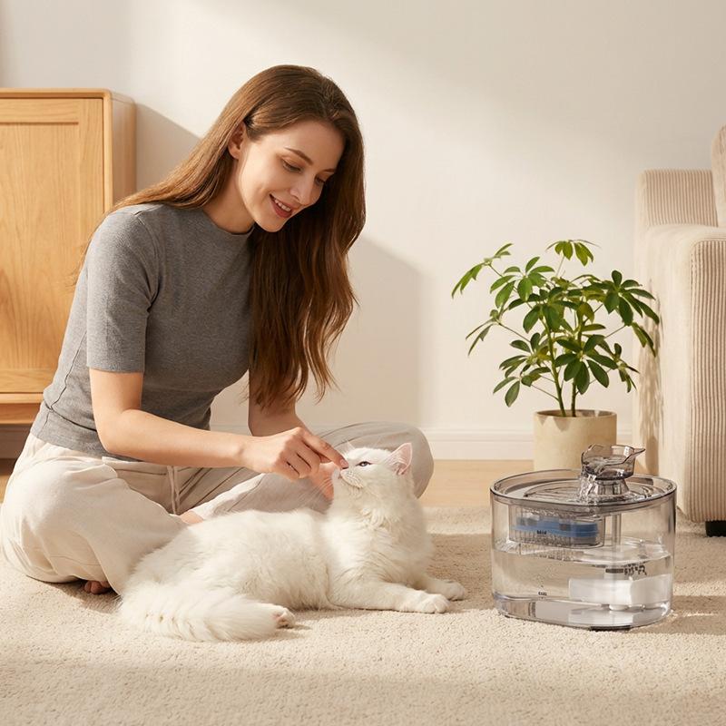 Pet Water Fountain for Cats Dogs-Foldable Portable Waterproof Smart Fountain Automatic Circulation Filtered Running Water Love