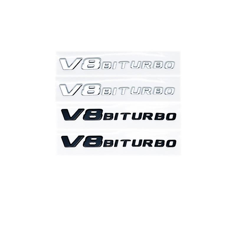

V12 BITURBO/V8 BITURBO 4MATIC+ Letter Emblem - Chrome/Black/Red Styling Fender Logo Sticker for Mercedes Benz glossy black