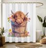 Shower Curtain for Bathroom Stall Boho Modern Cute Aesthetic Decorative Girly Waterproof Unique Cats Flowers Girls Chic Print