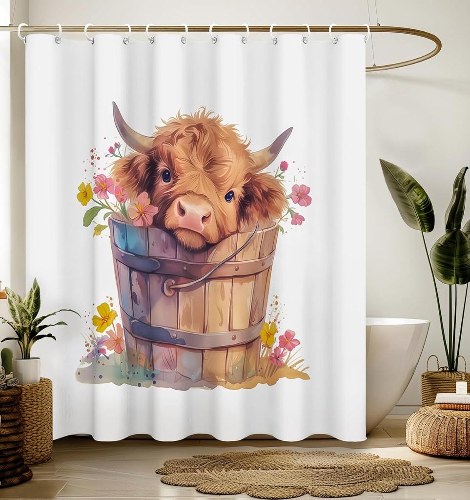Shower Curtain for Bathroom Stall Boho Modern Cute Aesthetic Decorative Girly Waterproof Unique Cats Flowers Girls Chic Print