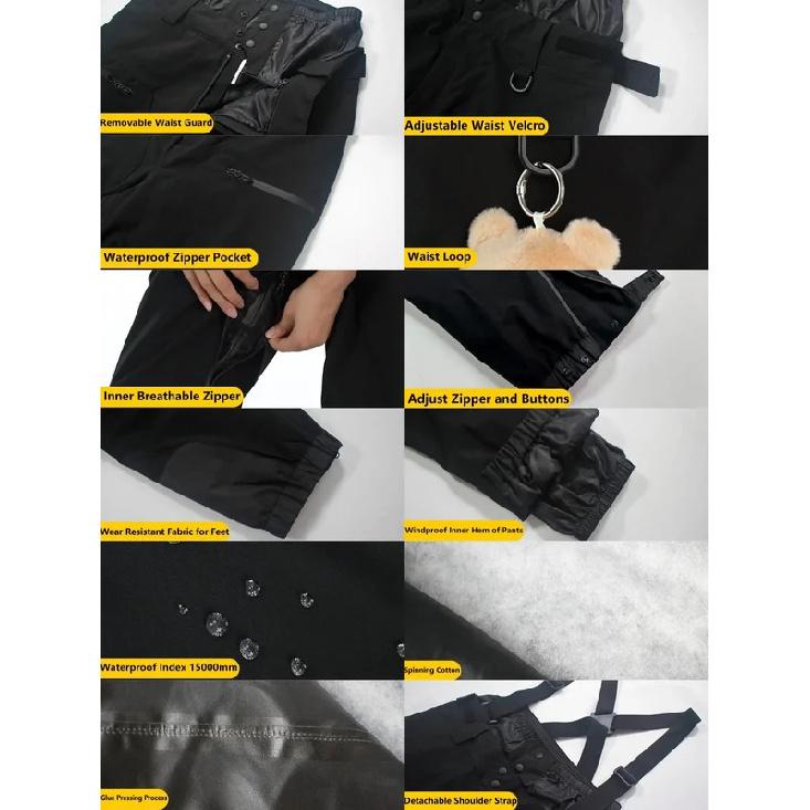 Winter New Skiing Pants Thickening Warm Ski Overalls Men Loose Snow Clothes Outdoor Windproof Snowboard Trousers Waterproof Pant