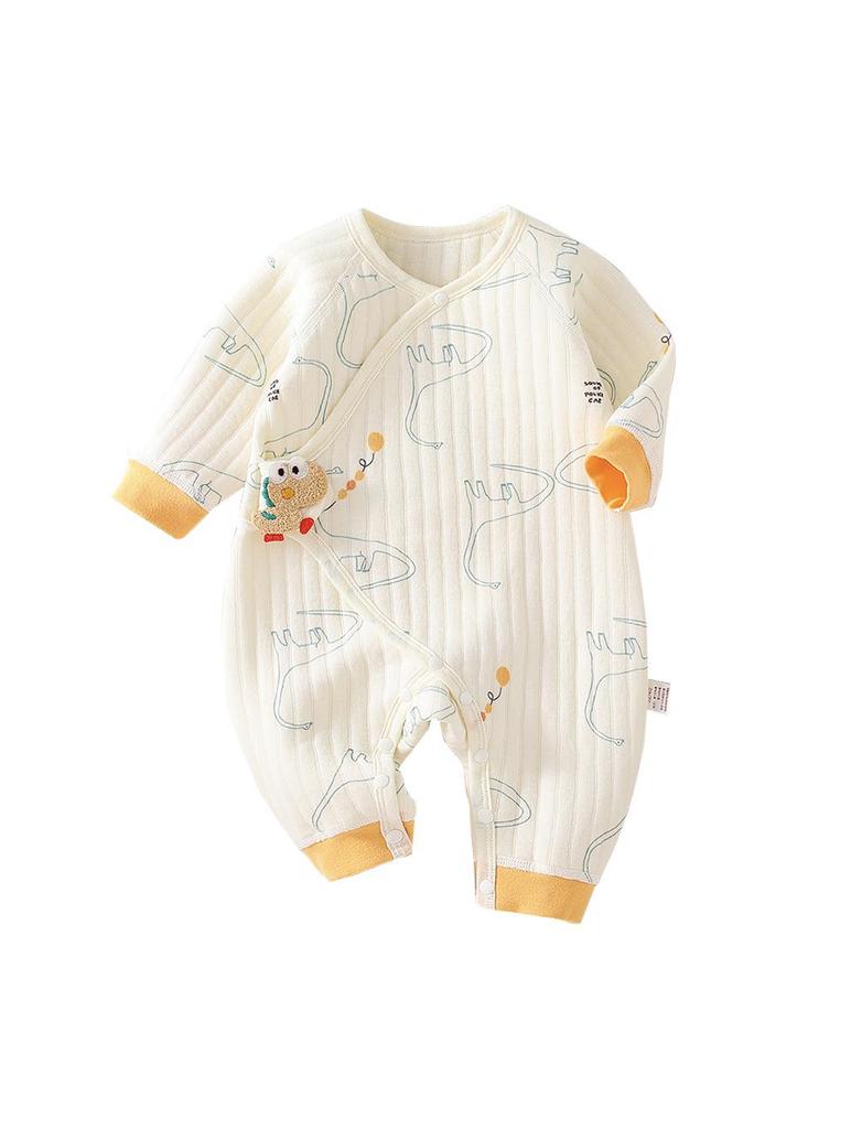 Pure Cotton Class A Quilted Jumpsuit for Newborn Boys and Girls - Warm for Spring, Autumn, and Winter