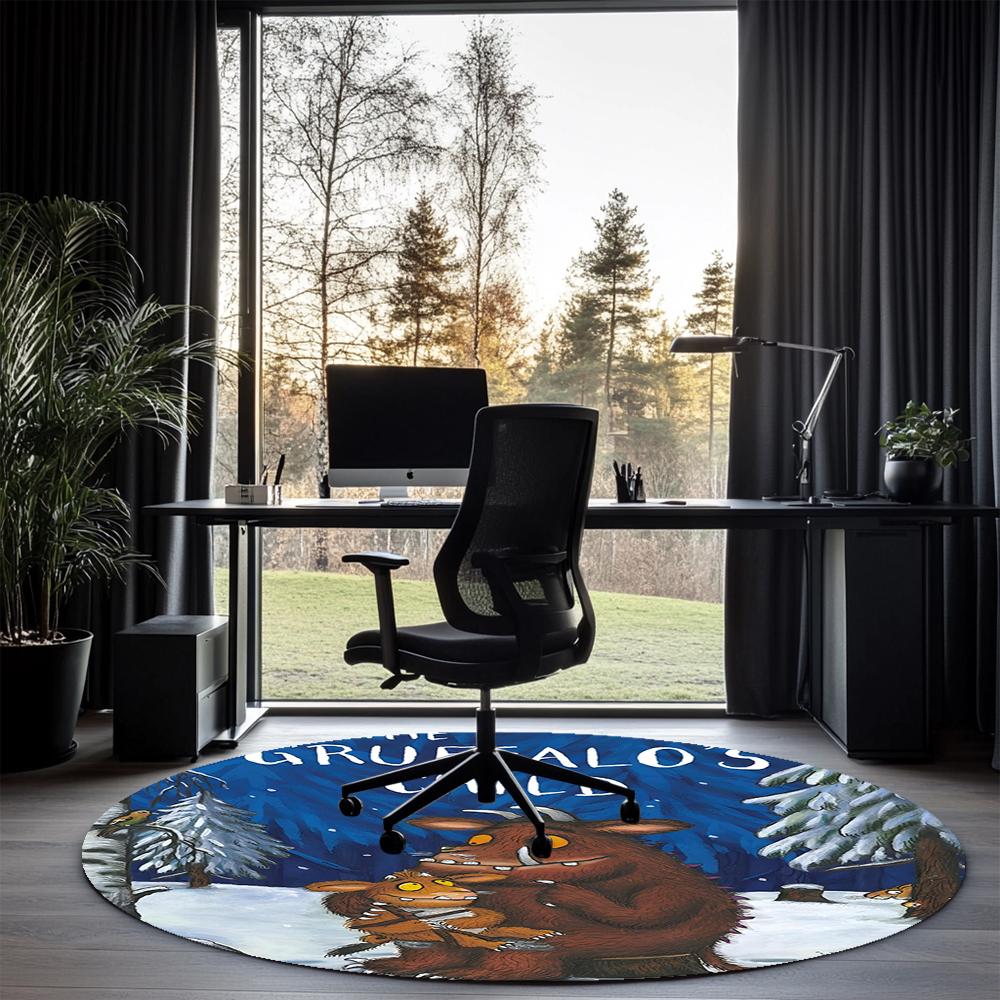 The Gruffalo Printed Round Rug Carpet Chair Rug Area Rug Entryway Doormats,for Office Chair Living Room Bedroom Kitchen Room.