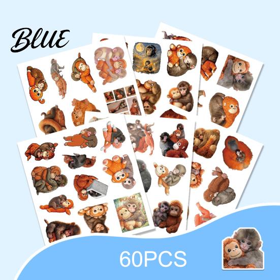 Inspirational Phrase Stickers 60Pcs Punch Monkey Cartoon Vinyl Sticker Set Fun Waterproof Laptop Decoration Decals for Laptops Water Bottles