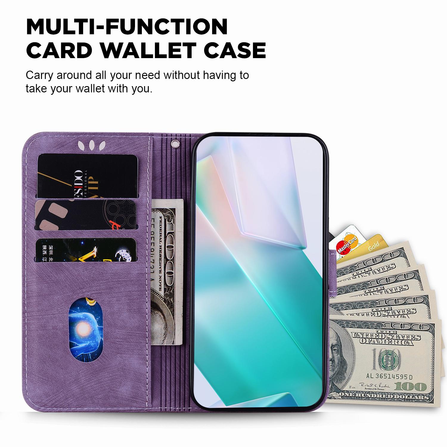 

For Motorola Edge 40 Neo 5G Case Tiger Imprint PU Leather Phone Wallet Cover Purple