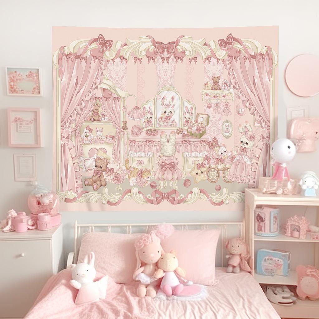 Kawaii Heimdekoration Katze Wandteppich Schlafzimmer Wohnheim Dekoration Hintergrundtuch Nachttisch Wandteppich Schlafzimmer Schreibtisch Dekoration