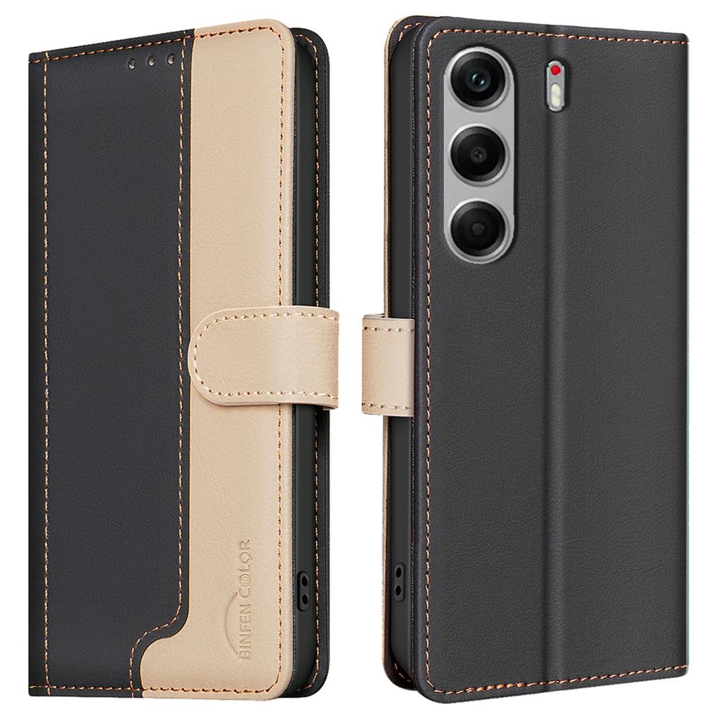 BINFEN COLOR BF33 For TECNO Camon 40 Pro 5G Leather Case Splicing Color RFID Blocking Wallet Stand Phone Cover