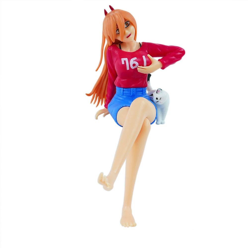15CM Anime CHAINSAW MAN Figure POWER Sitting Position Anime Model Toys Gifts Collection Decoration Ornaments PVC