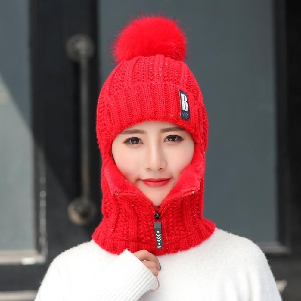 Casual Windproof Wool Knitted Hat Neck Warmer Keep Warm Beanies Cap Thickened Winter Hat Scarf Set Outdoor Cycling