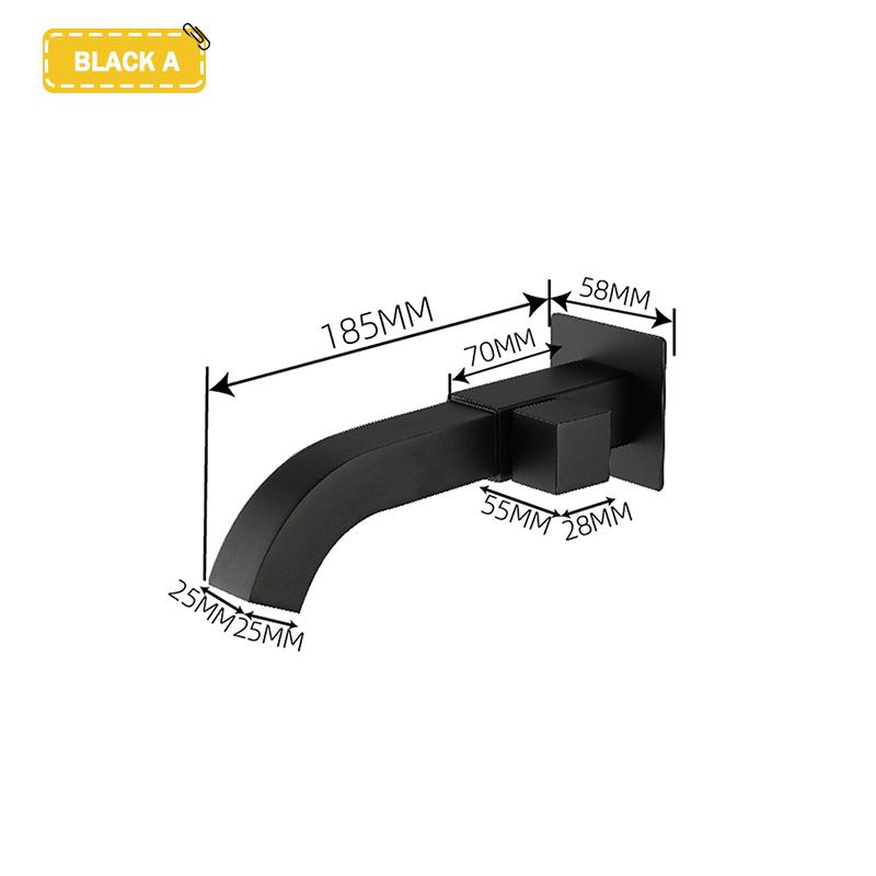 Rubinetto per Lavabo Quadrato da Parete per Bagno Oro Spazzolato Monoforo Freddo Ottone Rubinetto per Lavabo da Balcone Pozzetto per Mocio Cromo Nero Grigio
