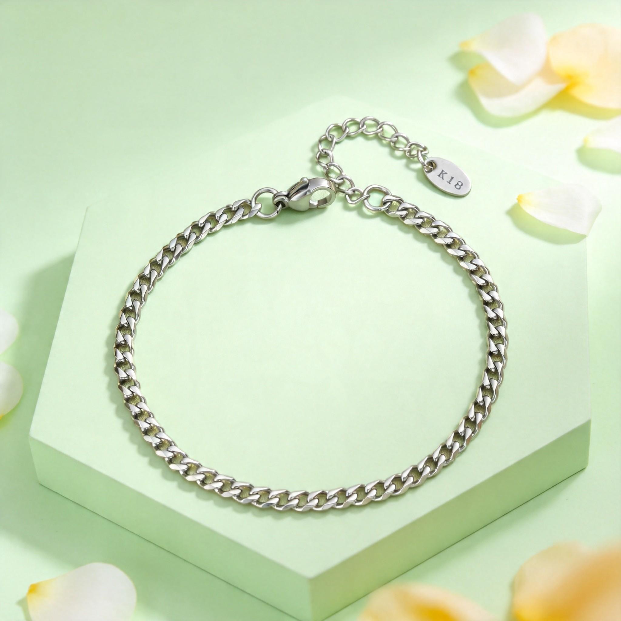 

3MM Stainless Steel Cuban Chain Bracelet for Women Minimalist Link Chain Bracelets Punk Wrist Jewelry Gift